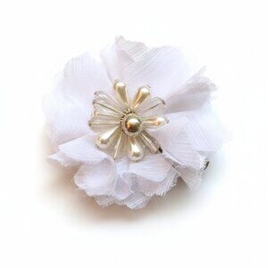 VINTAGE - Flower Brooch - made from layers of delicate fabric and beads